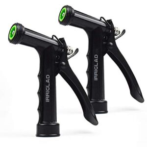 irriglad hose nozzle 2 pack, full size pistol grip water nozzle sprayer with durable 304 stainless steel, adjustable spray water flow for watering plants, showering pet, washing car, cleaning