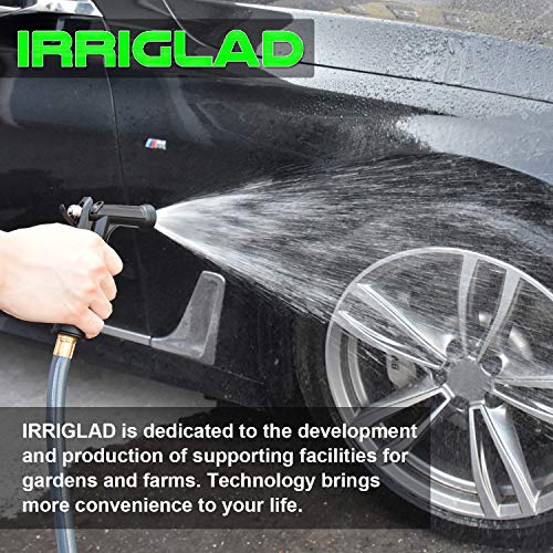 IRRIGLAD Hose Nozzle 2 Pack, Full Size Pistol Grip Water Nozzle Sprayer with Durable 304 Stainless Steel, Adjustable Spray Water Flow for Watering Plants, Showering Pet, Washing Car, Cleaning