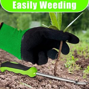 Weed Puller Tool Garden Hand Weeder Tool Hand Weeder Dandelion Weeder Tool with Ergonomic Handle Stainless Steel Weed Puller with Gloves for Garden Weed Removel, Manual Weed Puller Bend