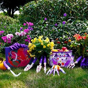 Floral Purple Garden Tool Set Gardening Gifts for Women,Garden Pruning Shears Set,Heavy Duty Gardening Tools Kit,Storage Tote Bucket Bag Organizer,Birthday Gifts for Her