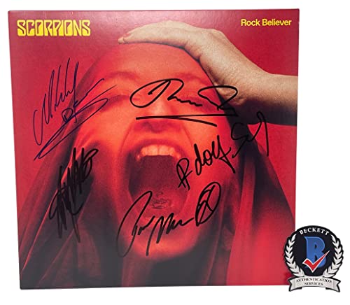 Scorpions Band Signed Rock Believer Vinyl Album Klaus Rudolf x5 Beckett COA