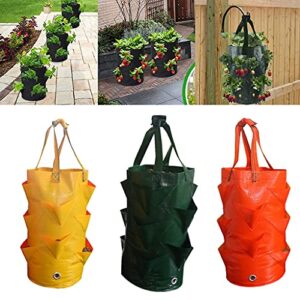 ebocacb 3 pcs hanging planter bag with handles, plastic hanging strawberry planting containers strawberry grow bags foldable durable growing bags grow planter for growing vegetables flowers herb plant