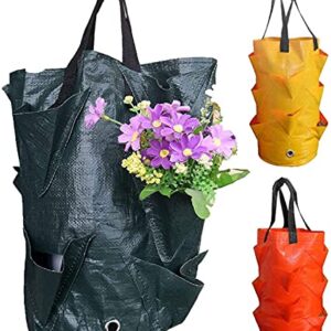 EBOCACB 3 pcs Hanging Planter Bag with Handles, Plastic Hanging Strawberry Planting Containers Strawberry Grow Bags Foldable Durable Growing Bags Grow Planter for Growing Vegetables Flowers Herb Plant