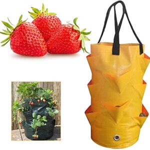EBOCACB 3 pcs Hanging Planter Bag with Handles, Plastic Hanging Strawberry Planting Containers Strawberry Grow Bags Foldable Durable Growing Bags Grow Planter for Growing Vegetables Flowers Herb Plant