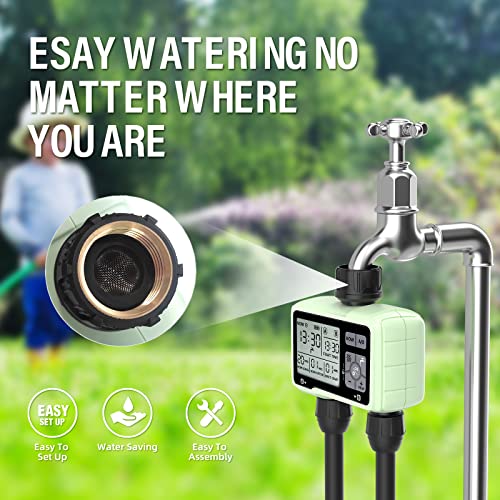 Sprinkler Timer, SOYUS Programmable Water Timer Outdoor Garden Hose Timer with Rain Delay/Manual/Automatic Watering System,Waterproof Digital Irrigation Timer System for Lawns, Yard and Pool, 2 Outlet