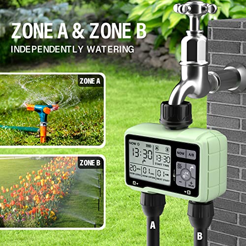 Sprinkler Timer, SOYUS Programmable Water Timer Outdoor Garden Hose Timer with Rain Delay/Manual/Automatic Watering System,Waterproof Digital Irrigation Timer System for Lawns, Yard and Pool, 2 Outlet