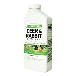 Liquid Fence Deer & Rabbit Repellent Concentrate,Keep Deer & Rabbits Out of Garden Patio &Backyard,Use on Gardens Shrubs &Trees, Harmless to Plants &Animals When Used & Stored as Directed, 40fl Ounce