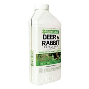 Liquid Fence Deer & Rabbit Repellent Concentrate,Keep Deer & Rabbits Out of Garden Patio &Backyard,Use on Gardens Shrubs &Trees, Harmless to Plants &Animals When Used & Stored as Directed, 40fl Ounce