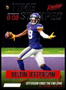 2021 panini prestige time stamped #4 justin jefferson minnesota vikings official nfl football trading card in raw (nm or better) condition