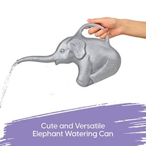 Bangerz Sunz Elephant Watering Can, 2 qts, Novelty Indoor Watering Can, Decorative and Functional Watering Can (63182) 0.5 Gallons, Gray