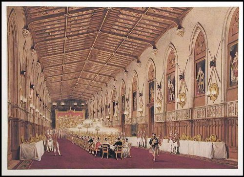 [St. George's Hall. The Garter Banquet in 1844. The guests seated, Windsor Castle