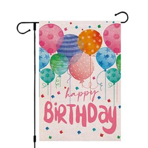 crowned beauty happy birthday garden flag 12×18 inch double sided balloons colorful outside welcome party decoration gift yard flag