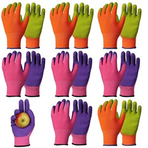 dicco 8 pairs kid gardening gloves for age 5 to 11 children painting glove rubber coated outdoor protective gloves for boys and girls, one size (pack of 8) (jpab3qvu50821rnayj11gtz)