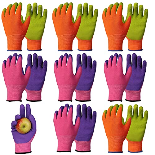 DICCO 8 Pairs Kid Gardening Gloves for Age 5 to 11 Children Painting Glove Rubber Coated Outdoor Protective Gloves for Boys and Girls, One Size (Pack of 8) (JPAB3QVU50821RNAYJ11GTZ)