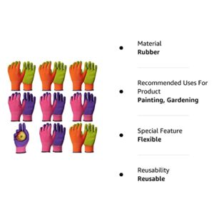 DICCO 8 Pairs Kid Gardening Gloves for Age 5 to 11 Children Painting Glove Rubber Coated Outdoor Protective Gloves for Boys and Girls, One Size (Pack of 8) (JPAB3QVU50821RNAYJ11GTZ)