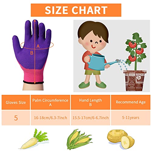 DICCO 8 Pairs Kid Gardening Gloves for Age 5 to 11 Children Painting Glove Rubber Coated Outdoor Protective Gloves for Boys and Girls, One Size (Pack of 8) (JPAB3QVU50821RNAYJ11GTZ)