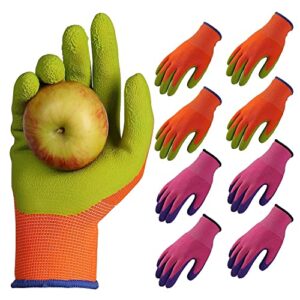 DICCO 8 Pairs Kid Gardening Gloves for Age 5 to 11 Children Painting Glove Rubber Coated Outdoor Protective Gloves for Boys and Girls, One Size (Pack of 8) (JPAB3QVU50821RNAYJ11GTZ)