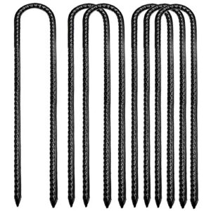 ground stakes, tent nails ground anchors garden pegs landscape staples galvanized steel heavy duty securing pins for gardening camping tents trampoline 12′ in 6 pack