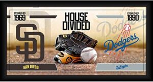 san diego padres vs. los angeles dodgers framed 10″ x 20″ house divided baseball collage – mlb team plaques and collages