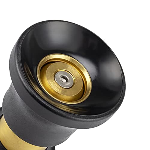 Hose Nozzle, Lichamp Heavy Duty Brass Fireman Style High Power Leak Proof Adjustable Garden Water Sprayer, Suitable for Car Wash, Patio Cleaning, Watering Lawn and Garden, Shower Pets (Black)