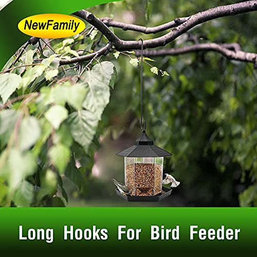 NewFamily 14 Inch 5 Pack Extra Large S Hooks Black Heavy Duty, Long S Hooks for Hanging Plant, Bird Feeder Hooks for Garden