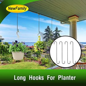 NewFamily 14 Inch 5 Pack Extra Large S Hooks Black Heavy Duty, Long S Hooks for Hanging Plant, Bird Feeder Hooks for Garden