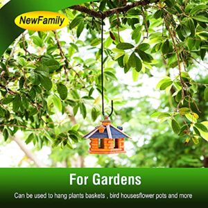 NewFamily 14 Inch 5 Pack Extra Large S Hooks Black Heavy Duty, Long S Hooks for Hanging Plant, Bird Feeder Hooks for Garden