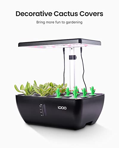 iDOO WiFi 12 Pods Hydroponic Growing System with 6.5L Water Tank, Smart Hydro Indoor Herb Garden Up to 14.5", Plants Germination Kit with Pump System, Fan, Grow Light for Home Kitchen Gardening, Black