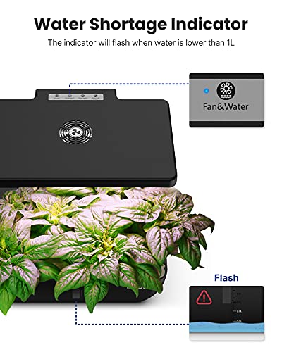 iDOO WiFi 12 Pods Hydroponic Growing System with 6.5L Water Tank, Smart Hydro Indoor Herb Garden Up to 14.5", Plants Germination Kit with Pump System, Fan, Grow Light for Home Kitchen Gardening, Black