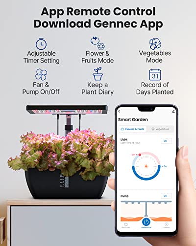 iDOO WiFi 12 Pods Hydroponic Growing System with 6.5L Water Tank, Smart Hydro Indoor Herb Garden Up to 14.5", Plants Germination Kit with Pump System, Fan, Grow Light for Home Kitchen Gardening, Black