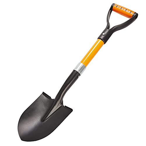 Shovel for Digging 28-inch Small Round Shovel with D-Handle Kids Metal Beach Shovel，Camp Shovel ，Garden Shovel ,Gardening Tools Fiberglass Handle