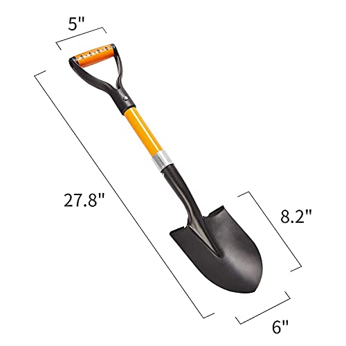 Shovel for Digging 28-inch Small Round Shovel with D-Handle Kids Metal Beach Shovel，Camp Shovel ，Garden Shovel ,Gardening Tools Fiberglass Handle