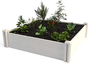 vita 4 ft. x 4 ft. white vinyl raised garden bed 2-pack
