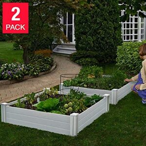 Vita 4 ft. x 4 ft. White Vinyl Raised Garden Bed 2-Pack