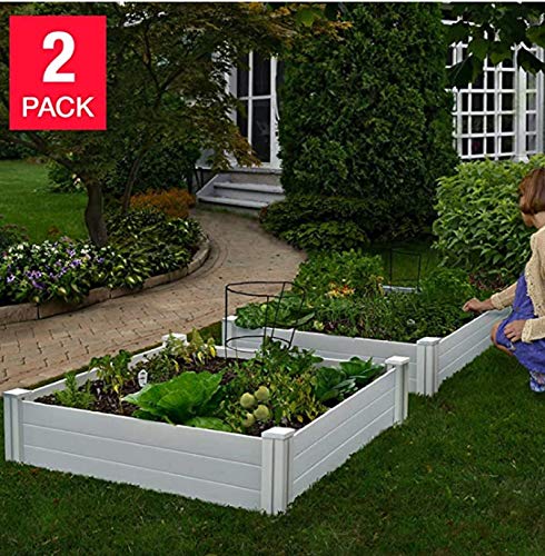 Vita 4 ft. x 4 ft. White Vinyl Raised Garden Bed 2-Pack