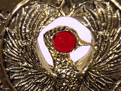 Indy Staff of RA Headpiece, Antique Gold, Solid Metal, Red Jewels