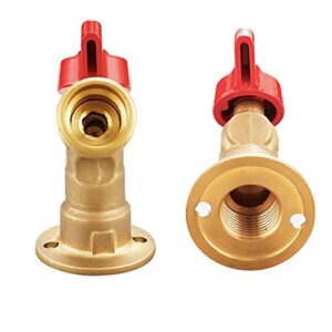 Pronese Lead-Free Soild Brass,Quarter Turn Sillcock Hose Bibb Outdoor Faucet with Flange, Wall Mount Faucet 3/4" GHT ×1/2" FIP Water Inlet,145 Degree Elbow Stop Valve Adapter & Boiler