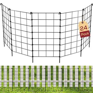 24pack black -13×19 inch garden fence animal barrier, animal barrier fence no dig-small garden fence for dogs and rabbits for outdoor landscaped yard, total length 26 ft(l) x 19 in(h