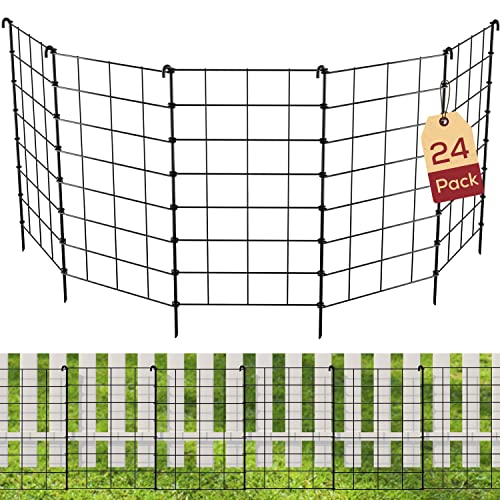 24Pack Black -13x19 Inch Garden Fence Animal Barrier, Animal Barrier Fence No Dig-Small Garden Fence for Dogs and Rabbits for Outdoor Landscaped Yard, Total Length 26 Ft(L) X 19 in(H