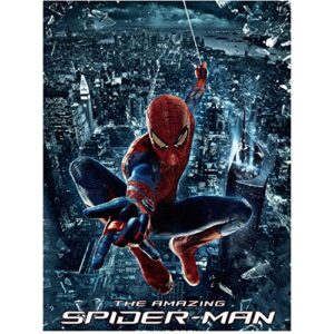 the amazing spider-man (2012) 8 inch by 10 inch) photograph andrew garfield full body swinging over city title poster kn