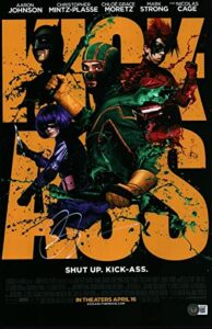 aaron taylor-johnson signed autographed kick-ass movie poster 11×17 beckett coa