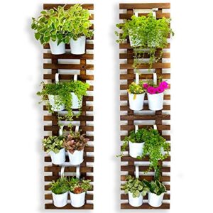 shoplala wall planter – 2 pack, wooden hanging large planters for indoor outdoor plants, live vertical garden, plant wall mount flower pot holder hanger stand green herb wall decor 47.2″ (120cm)