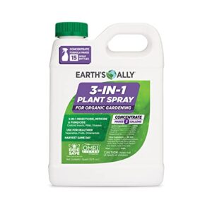 earth’s ally 3-in-1 plant spray concentrate | insecticide, fungicide & spider mite control, for indoor houseplants & outdoor plants & gardens – insect, pest & antifungal treatment, 32oz concentrate