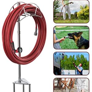 Stainless Steel Hose Holder, Meykwod Garden Hose Holder Freestanding, Water Hose Holders for Outside, In ground Heavy Duty Hose Organizer Outdoor, Hose Rack for Outside Yard