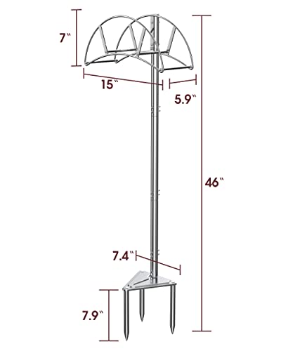 Stainless Steel Hose Holder, Meykwod Garden Hose Holder Freestanding, Water Hose Holders for Outside, In ground Heavy Duty Hose Organizer Outdoor, Hose Rack for Outside Yard