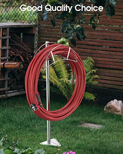 Stainless Steel Hose Holder, Meykwod Garden Hose Holder Freestanding, Water Hose Holders for Outside, In ground Heavy Duty Hose Organizer Outdoor, Hose Rack for Outside Yard