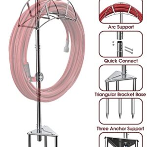 Stainless Steel Hose Holder, Meykwod Garden Hose Holder Freestanding, Water Hose Holders for Outside, In ground Heavy Duty Hose Organizer Outdoor, Hose Rack for Outside Yard