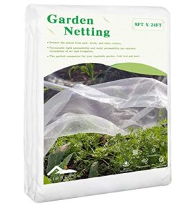 garden netting, plant covers 8×24 ft ultra fine mesh protection netting for vegetable plants fruits flowers crops greenhouse row cover raised bed barrier screen birds animals protection net cover