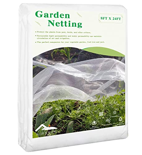 Garden Netting, Plant Covers 8x24 Ft Ultra Fine Mesh Protection Netting for Vegetable Plants Fruits Flowers Crops Greenhouse Row Cover Raised Bed Barrier Screen Birds Animals Protection Net Cover