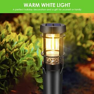 ZWOOS 4-Pack Solar Pathway Lights, Light Up Whole Night (Max. 15h), LED Solar Outdoor Lights for Garden, Driveway, Yard, Lawn, IP65 Waterproof (Warm White)